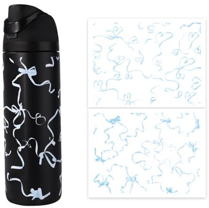 Lyreh 2pcs Bows Hearts Stickers for Owala Water Bottle 24oz, Insulated Glass Cup Cold Transfer Stickers Decals Cute Tumbler Wrap for DIY Crafts Water Bottles Decorations