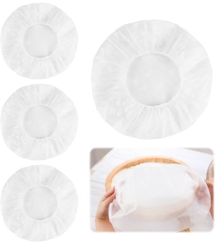 4 PCS Food Covers Elastic,Bowl Covers Reusable Stretchy, Proving Bags for Dough, Waterproof and Stretchy Fresh Keeping Bags for Bread Proofing, Vegetables, And Meat | Gray with Droplet Pattern