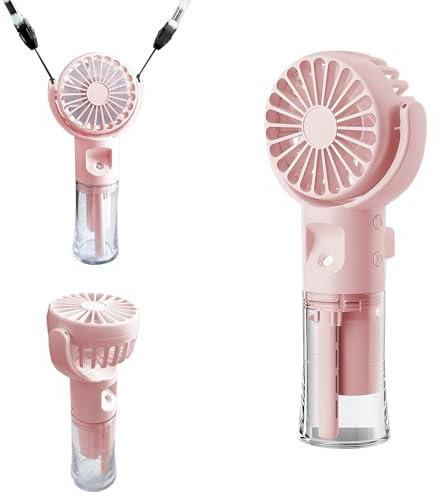 WUDEUI Mini ventilateur portable, brumisateur portable, rechargeable, 4 vitesses réglables, pour l'été, l'extérieur, les voyages, le maquillage, la maison, le bureau, le camping