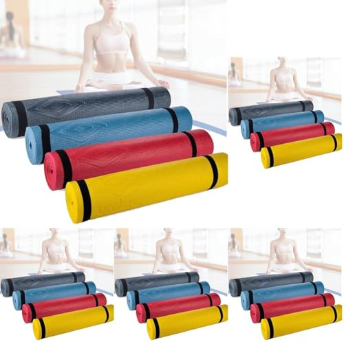 Bakaji - Tapis de yoga antidérapant, 175 x 60 cm, haute densité, tapis d'entraînement, fitness, aérobic, gymnastique, avec bandoulière, couleurs assorties