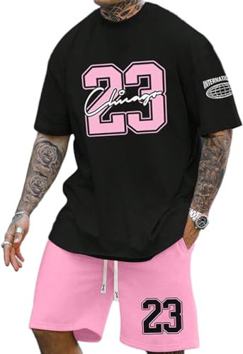 seiveini Ensemble Survêtement Homme Manches Courtes Jogging Ensembles Impression de Lettres Tenue de Sport Été Outfits A Rose S