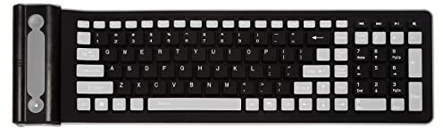Wrtysully Tragbare Mini Flexible Roll Up wasserdichte Waschbare Weiche Silikon Wireless Tastatur mit USB-Empfaenger Fuer PC Tablet Laptop Computer