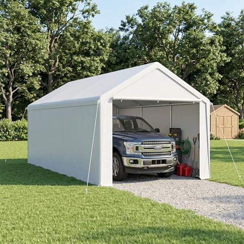 ACXIN Tenda da campeggio per garage e garage, robusto riparo e vimini con telo in polietilene, resistente ai raggi UV, impermeabile, rinforzo del tetto e telaio per auto, camion, SUV (bianco, 3 m x 6