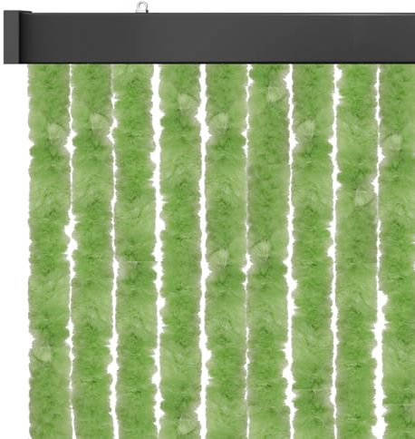 Arsvita Insektenschutzvorhang 56x185 cm (Breite x Länge) Flauschvorhang in Grün für Wohnmobil, Wohnwagen, schmale Türen, Fadengardine Ø4cm