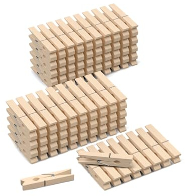 100 Pack Wooden Clothespins 2.9 Inch, Heavy-Duty Wood Rust-Resistant Clothes Pins, Solid Birch Clips for Laundry, Photo Wall Displays, Craft Projects & Classroom Decoration