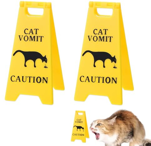 YUZNA divertente decorazione 3D stampata in 3D,Cartello di avvertimento con gatto e vomito,decorazione da scrivania,divertente bavaglio per gli amanti dei gatti e decorazioni per gatti