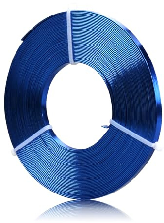 Alambre plano de aluminio de 10 m, 5 x 1 mm, alambre plano de aluminio suave y flexible para manualidades, fabricación de joyas, modelado, agarrar piedras y proyectos de bricolaje (azul)