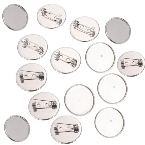 Bases de Broche en Acier Inoxydable Plateau 30mm, Lot de 20 Pièces | Accessoires pour Bijoux et Loisirs Créatifs, Format Compact Argenté, pour Fabrication Artisanale et Rangement