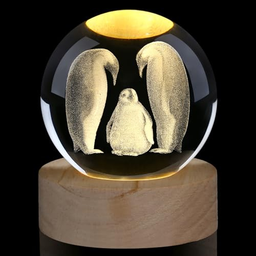 AWARDSEN 60 mm Pinguine Glaskugel Deko, Pinguin Personalisierte Geschenke | AWARDSEN Penguin Wohnzimmer Tier-Kristallkugel Glaskugel Deko Ein Kinder Geschenk für Männer Frauen
