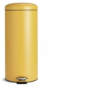 AIDNI 30L Stainless Steel Pedal Bin Large Kitchen Trash Can with Soft Close Lid & Removable Inner Bucket, Hands-Free Waste Bin (Mustard)