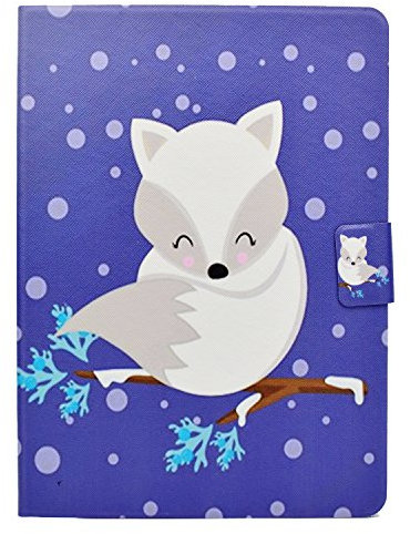 Bspring Funda para Samsung Galaxy Tab 3 10.1 (GT-P5200/P5210/P5220) Carcasa Piel Premium PU Cuero Sintético Funda con Tapa Ultra Slim Flip Libro Cover Carcasa, Zorro ártico
