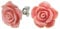 925 Sterling Silver Simulated Pink Coral Rose Flower Stud Post Earring