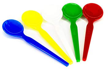 Kimmel Löffel 8cm; Eislöffel mit Namen; Dessertlöffel Joghurtlöffel Kinderlöffel Plastik 1.000 Stück bunt gemischt Mehrweg und zum Sammeln