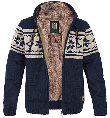 bw-online-shop Noruego Taylor - Chaqueta de punto con pelo azul marino XXXXXL