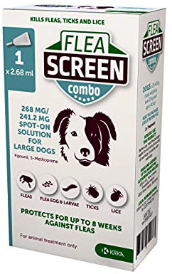 FLEA SCREEN combo Large Dog (1 Pipette): Flea Treatment for Dogs - Kills Fleas, Flea Eggs & Ticks - Provides 4 Weeks Flea and Tick Treatment for Large Dogs (20-40kg).