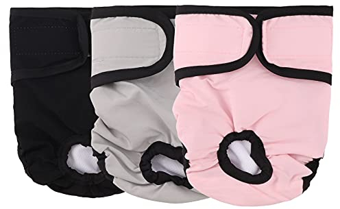 Wiederverwendbare Hundewindeln, 3er Pack Waschbare Windeln für Hunde Verstellbare Hundewindeln Saugfähige Hundewindeln Physiologische Windelhosen für Verschiedene Arten von Haustierhunden (M)