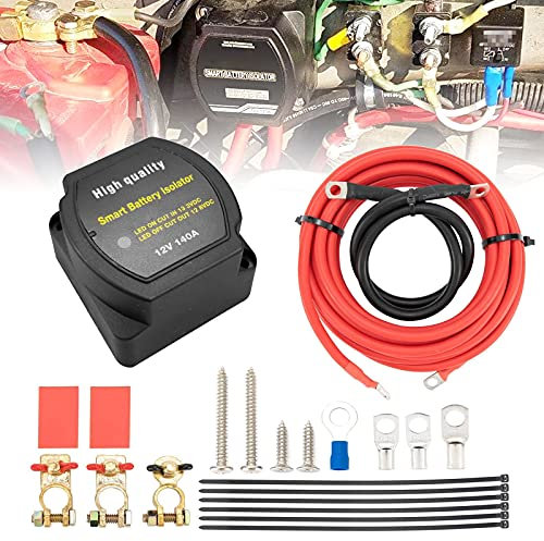 Split Charge Relay Kit 6mtr 12V 140Amp, Voltage Sensitive Relay VSR,Compatible with RV Marine Car Vehicles Truck Caravan Off-road Camper Yacht, Not Fit for lithium batteries