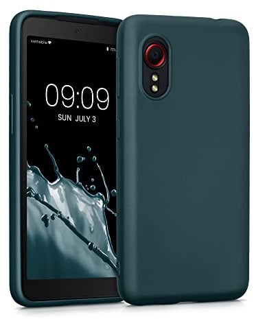 kwmobile Case kompatibel mit Samsung Galaxy Xcover 5 Hülle - Schutzhülle aus Silikon metallisch schimmernd - Handyhülle Metallic Petrol