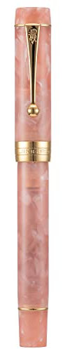 Jinhao, Penna stilografica classica in celluloide, colore rosa, con pennino extra fine e convertitore, set con custodia in metallo