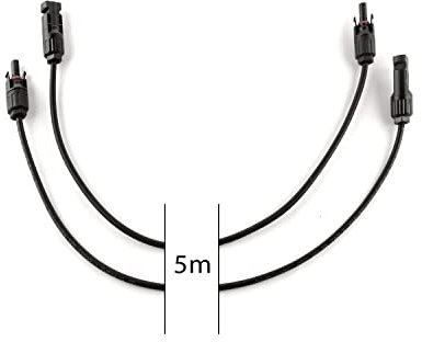 plenti SOLAR 1 Paar Solarkabel je 5m Verlängerung mit Stecker und Kupplung Solar Balkonkraftwerk Photovoltaikanlage