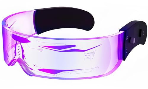NIUCOO Leuchtende Brille, LED-Visier, Cyberpunk Futuristische, leuchtende Rave-Brille, 7 Farben, 4 Modi, Cosplay, Cyber-Leuchtbrille (Thunder)