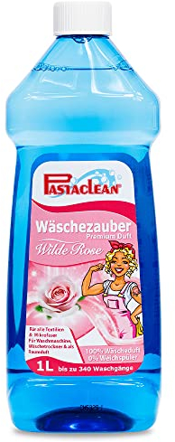 Pastaclean® Wäscheduft Premium (Wilde Rose), 100% Wäscheduft - 0% Weichspüler, Bis zu 340 Waschgänge, Für alle Textilien & Mikrofaser, Für Waschmaschine, Wäschetrockner & als Raumduft, 1000 ml