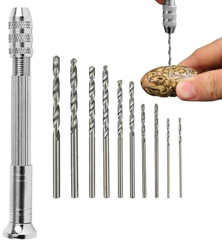 KLUFO Taladro de Mano pequeño - Taladro Artesanal de 0,5-3,2 mm para fabricación de Joyas,Taladro Manual para Agujeros, Mini Taladro, Taladro helicoidal Manual para Coser Cuero, Manualidades