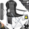 KESSER® Campingstuhl faltbar bis 150 kg Angelstuhl Faltstuhl Klappstuhl Gepolstert mit Armlehnen, hohe Rückenlehne Strandstuhl, Klapphocker inkl. Campinglicht Getränkehalter Tasche & Becher Anthrazit