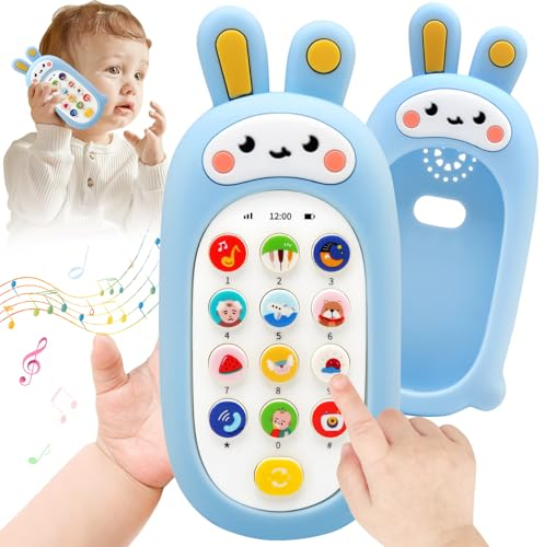 BelleStyle Kinder Handy Spielzeug Ab 1 Jahr, Baby Telefon, Kaninchen Spielzeughandy Mit Musik Sound Beißring Smartphone Lernhandy Geschenk für Jungen Mädchen 6 9 12 18 Monate