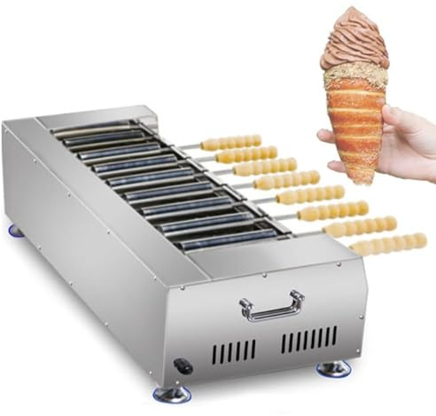 Commercial Electric Chimney Cake Oven with 8 Pcs Roller, Hungarian Cake Pop Roller Machine, 6000W Ice Cream Cone Grill Maker, Chimney Bread Roll Grill Maker