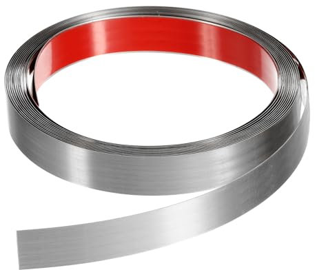 QUARKZMAN 16,4 ft x 0,79 Wandverkleidung zum Aufkleben und Anbringen von Rahmen, selbstklebende Edelstahlleiste mit gebürstetem Finish für Wand, Decke, Schrank, Fliesenkante, Silber