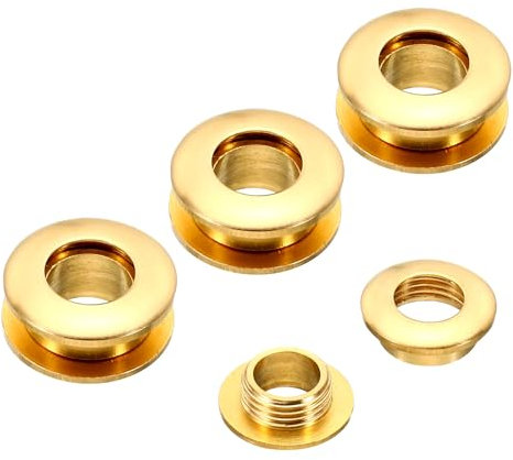 PATIKIL 8mm(1/3 Inch) Solid Brass Hole Eyelets, 4 Pcs Arc Surface Self Backing Grommets with Washer for Leather Craft, Brass Tone