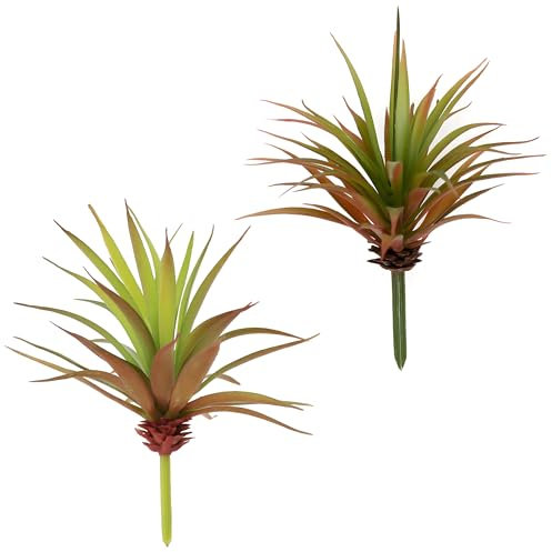 CHSZCHOMER 2 suculentas artificiales realistas, plantas de yuca sintética y agave sin maceta, para decoración del hogar, oficina, jardín, invernadero de tacto real, plantas pequeñas