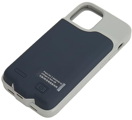 Qukaim Funda de batería de teléfono para iPhone 12 Mini, 5200 mAh, portátil, recargable, de silicona, funda de carga ultradelgada, funda protectora con batería extendida para viajes, azul