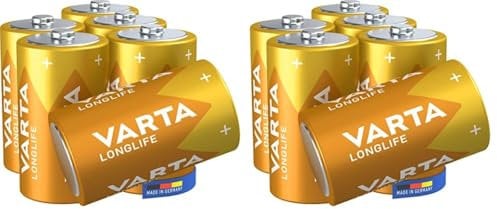 VARTA Batterien D Mono, 6 Stück, Longlife, Alkaline, 1,5V, ideal für Fernbedienungen, Wecker, Radios, Made in Germany (Packung mit 2)
