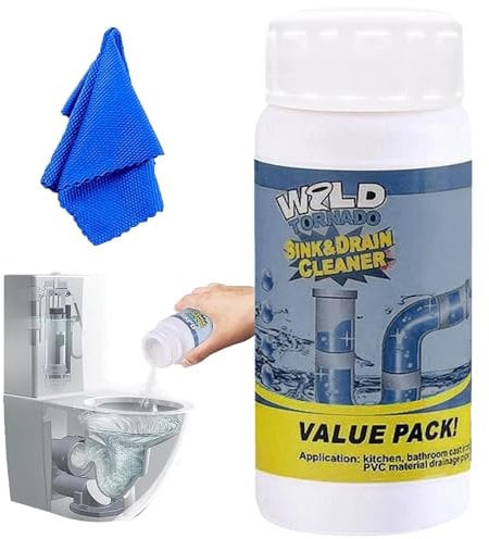Potente detergente per lavandini e scarico, deodorante per tubi, polvere detergente per lavello e scarico, potente schiuma per lavello e scarico, per rimuovere gli intasamenti degli scarichi, per