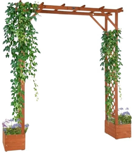 ZNTIHZ Arche de Jardin en Bois avec jardinière, Arche de Mariage for cérémonie, Treillis de Jardin en Bois for Plantes grimpantes, pergola pour Jardin