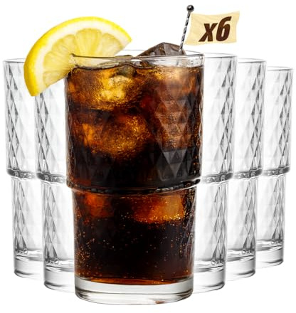 MUVELL 6er Longdrink Gläser Set „Iceland“ - 480 ml Latte Macchiato Gläser & Trinkgläser - 3 mm Glasstärke - ideal als Matcha Gläser, Cocktailgläser & Wassergläser - spülmaschinenfest & bruchsicher
