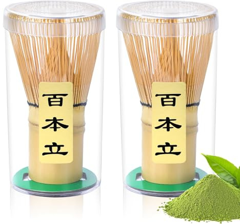 Alyvisun 2PCS Bamboo Matcha Whisk with 76 Prongs, Perfect for Tea Ceremony | Traditional Chasen Blends Tea Powder Evenly for a Light Creamy Foam