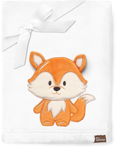 Be Mammy Warme Kuscheldecke Babydecke Blanket Baby Geschenk BE20-168 (Weiß - Fuchs)
