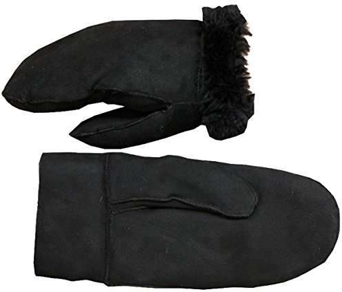 Sonia Originelli Fausthandschuhe aus Echtleder und Lammfell Schaffell warm und kuschelig, Farbe: schwarz, Gr. S