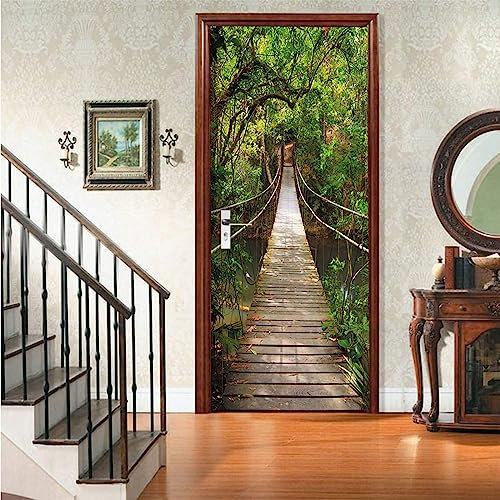 FLFK 3D Türtapete Selbstklebend TürPoster 77x200cm-Zugbrücke Türaufkleber Abziehen und Aufkleben Mauer Aufkleber Zuhause Dekor(2 Stk/Set)
