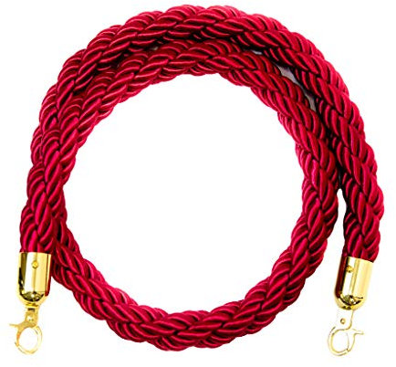 perfk Queue Rope Barrier Twisted Rope Crowd Control with Ends 1.5m/2m/3m - as described, 2m Red