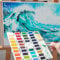 PENCILMARCH Watercolour Paint Set, Watercolour Travel Set 38 Colours, Portable Water Colour Paint Box with 1 Aqua Brush and 3 Sponges, Idea for Artists and Hobbyists