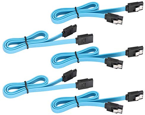 zdyCGTime SATA Cable III, 19 Inch (5 Pack/Blue) (Flat) - 6Gbps Straight HDD SDD Data Cable with Locking Latch - Compatible with SATA HDD, SSD, CD Driver, CD Writer