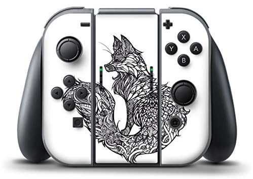 DeinDesign Skin kompatibel mit Nintendo Switch Controller Folie Sticker Black & White Fuchs Mandala