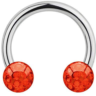 Treuheld® | 1.2mm x 5mm Hufeisen Piercing/Circular Barbell | 3mm Kristall Piercing-Kugeln | Rot | Chirurgenstahl | Septum Lippe Ohr