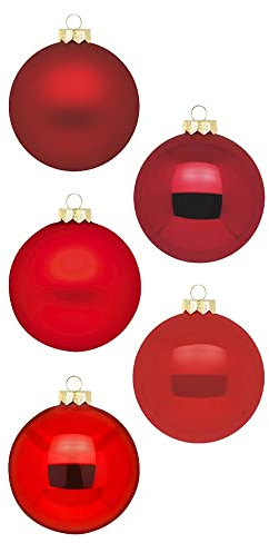 Inge Glas Magic Weihnachtskugeln klein | 36 Kugeln 4cm | Christbaumkugeln aus Glas (Ruby Red | rot matt/Glanz)