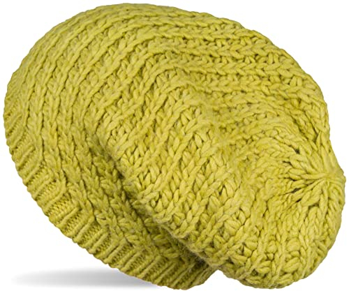 styleBREAKER Unisex Strick Beanie Mütze grob gestrickt, Slouch Longbeanie, Grobstick Winter Strickmütze 04024158, Farbe:Limettengrün