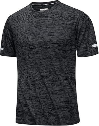MAGCOMSEN Herren Sportshirts Kurzarm Laufshirt Schnelltrocknend Sommer T-Shirts Meliert Leicht Trainingsshirts Atmungsaktiv Funktionsshirts für Fitness Wandern Yoga